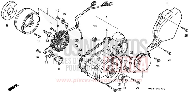 LEFT CRANKCASE COVER/ GENERATOR for Dominator 250 PEARL CRESCENT WHITE-A (NH139) from 1988